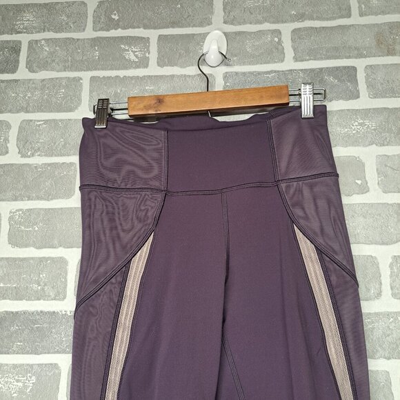 Lululemon Power Lines Crop *21 Inches In Cyber / Dark Chrome Purple Size 8 - Picture 3 of 10